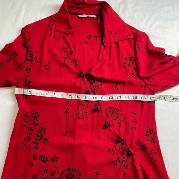 Soft Surroundings Pagoda Shirt Red Black French Knot Buttons Petite Size XS - Picture 6 of 7